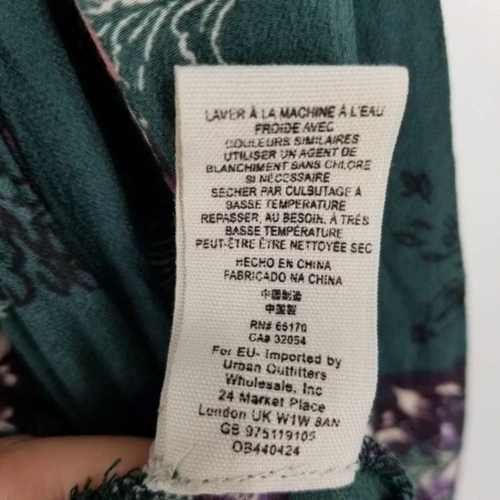 Free People Heartbeat Bell Sleeve Emerald Green Floral Dress XS Fairy Boho Flowy - Picture 13 of 13